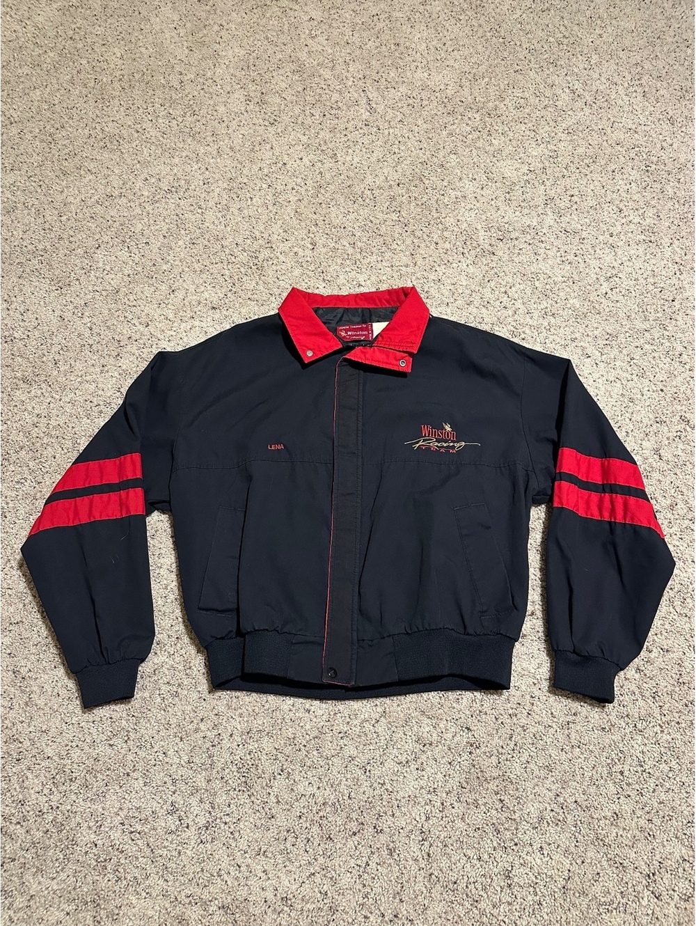 Vintage Winston Racing Team Black and Red Bomber Jacket XL